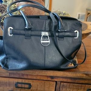 Calvin Klein black leather satchel with silver hardware  black leather